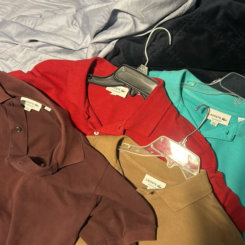 Lacoste polos size 4 classic fit.